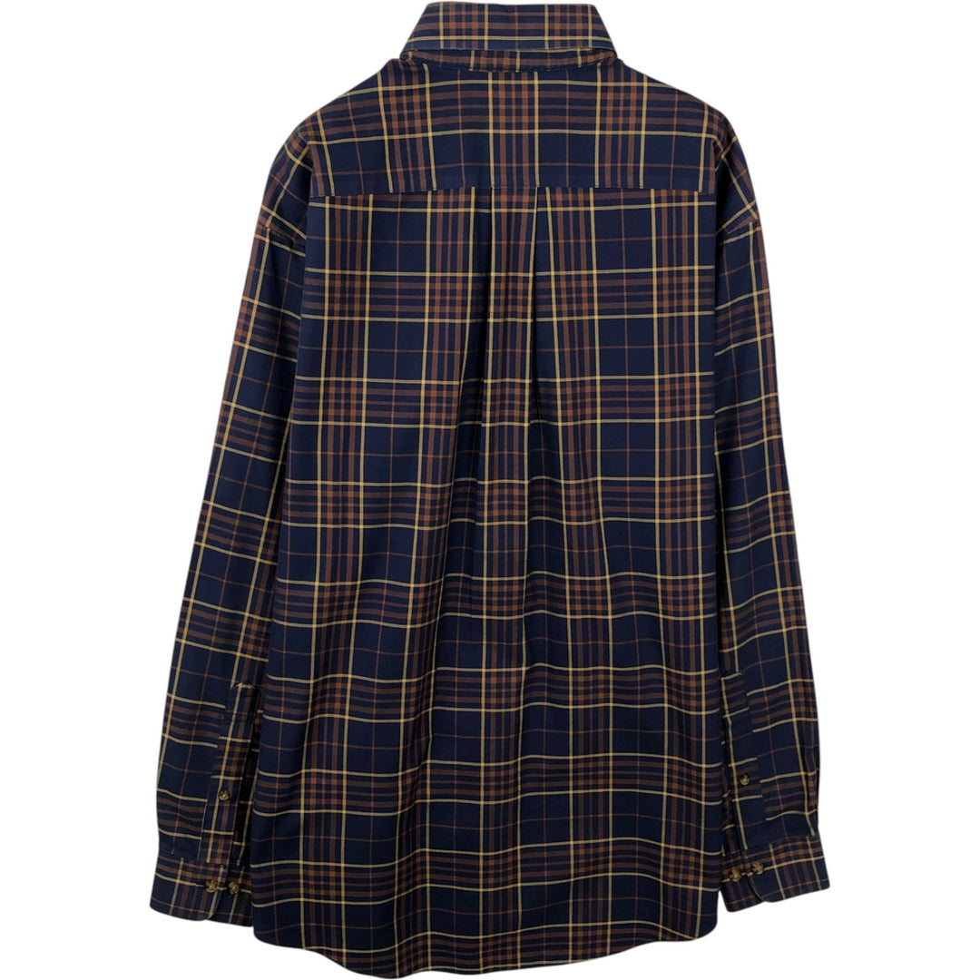 Brooks Brothers Est.1818 Long Sleeve Button-Down Check Shirt, Men's Size M cotton navy blue type Vintage Second Hand
