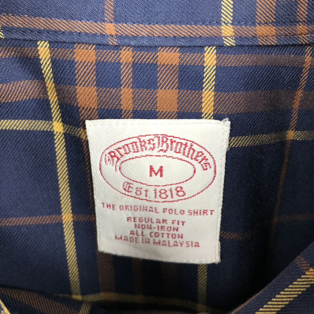 Brooks Brothers Est.1818 Long Sleeve Button-Down Check Shirt, Men's Size M cotton navy blue type Vintage Second Hand