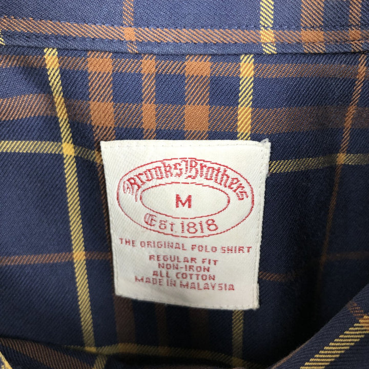 Brooks Brothers Est.1818 Long Sleeve Button-Down Check Shirt, Men's Size M cotton navy blue type Vintage Second Hand
