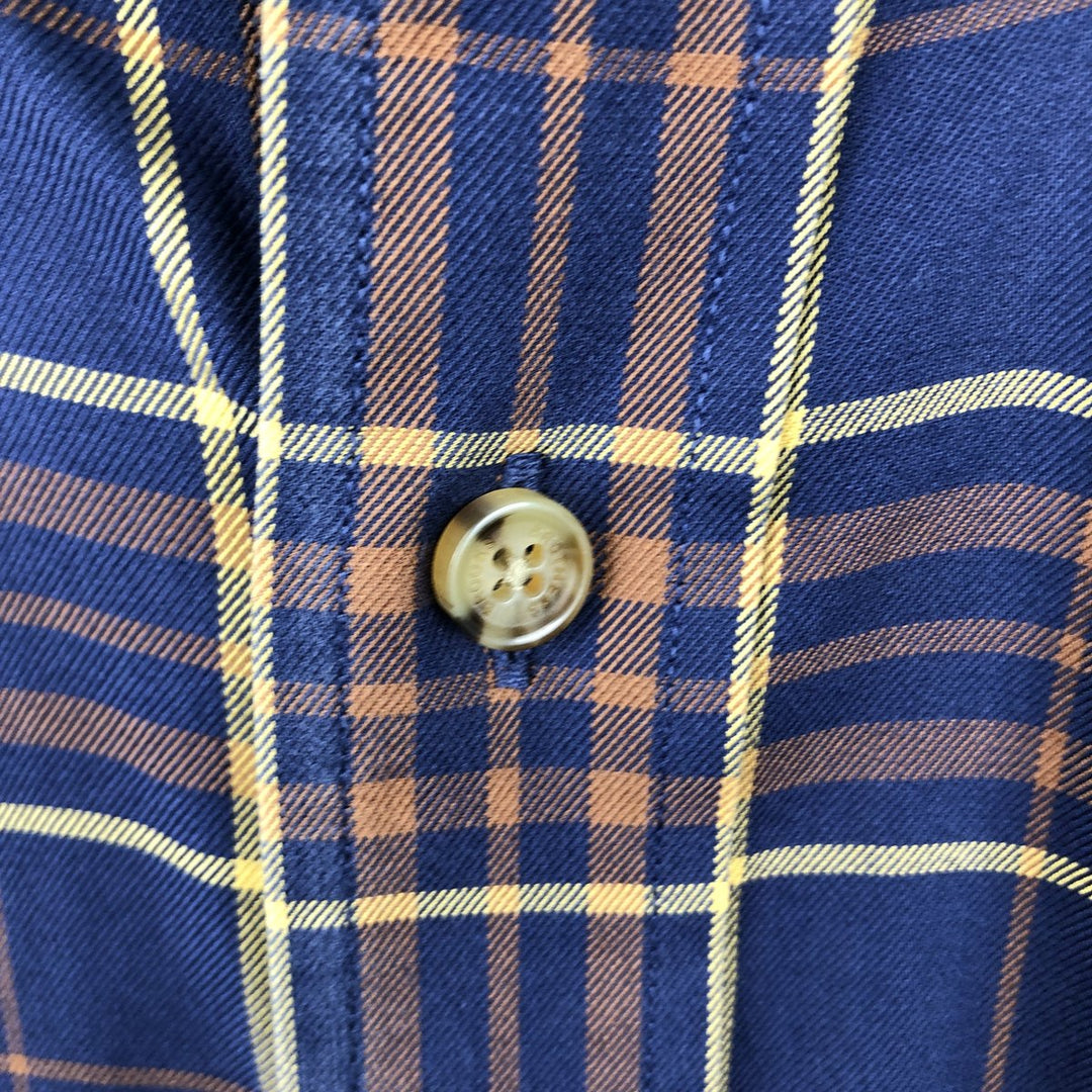 Brooks Brothers Est.1818 Long Sleeve Button-Down Check Shirt, Men's Size M cotton navy blue type Vintage Second Hand