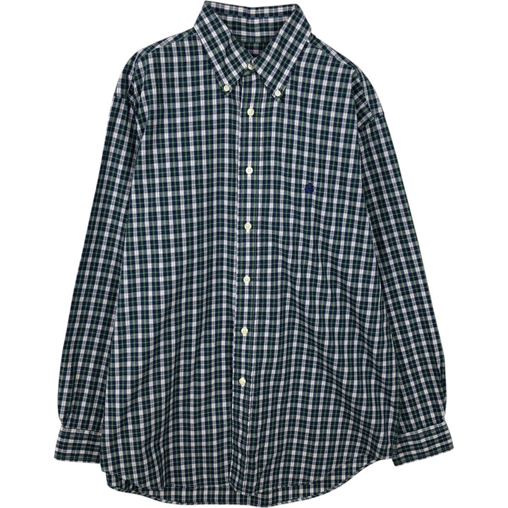 Brooks Brothers 346 Long Sleeve Button-Down Check Shirt, Men's Size Medium cotton blue type Vintage Second Hand
