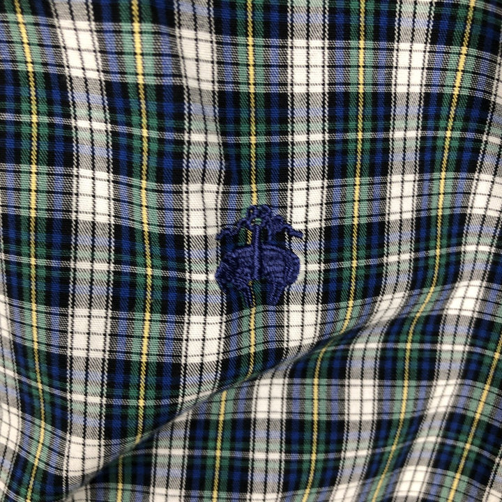 Brooks Brothers 346 Long Sleeve Button-Down Check Shirt, Men's Size Medium cotton blue type Vintage Second Hand
