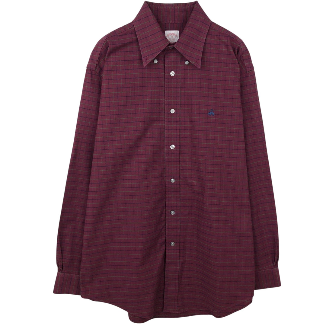 Brooks Brothers Est.1818 Madison Fit Long-Sleeve Button-Down Check Shirt, Men's Size M (approx.) cotton burgundy type Vintage Second Hand