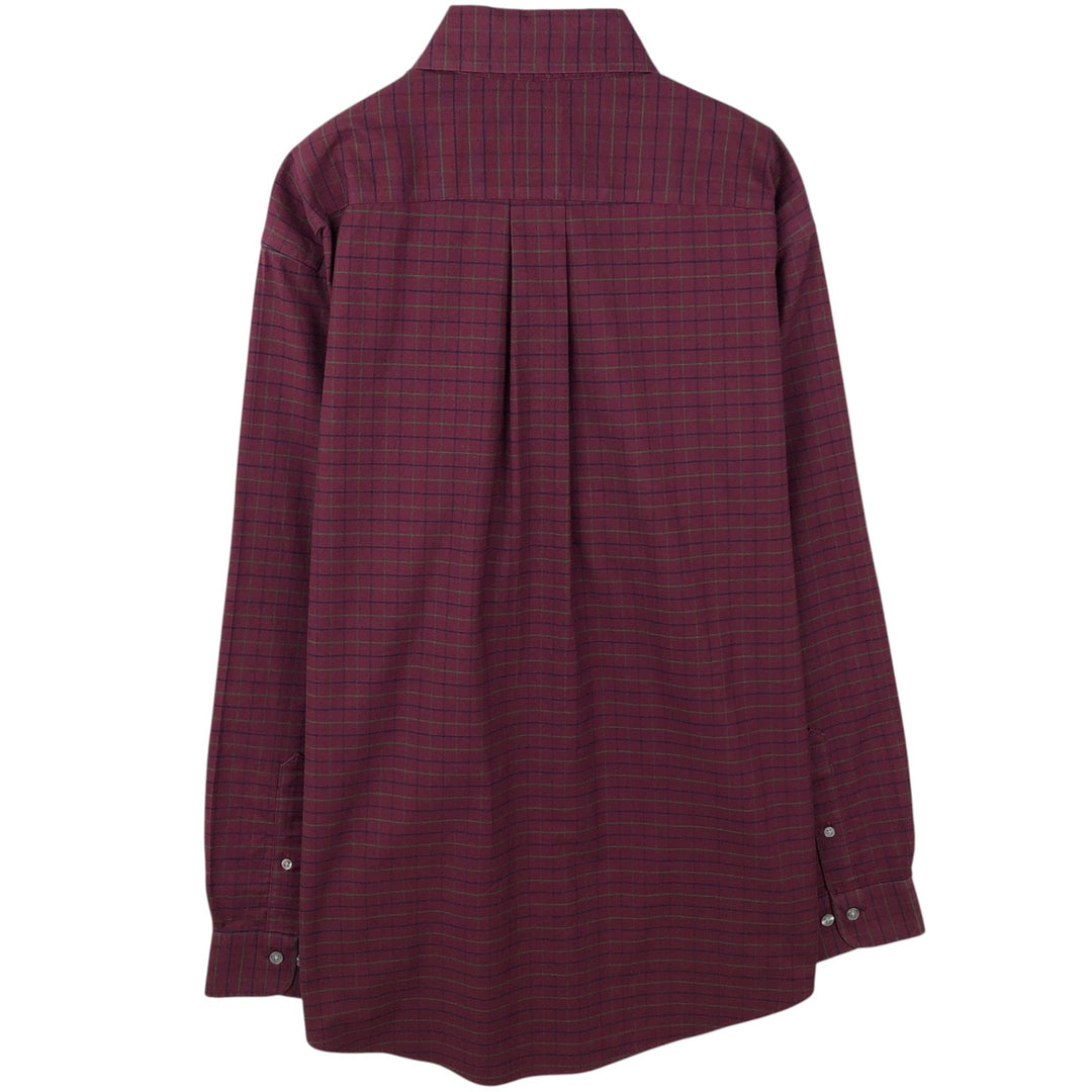 Brooks Brothers Est.1818 Madison Fit Long-Sleeve Button-Down Check Shirt, Men's Size M (approx.) cotton burgundy type Vintage Second Hand