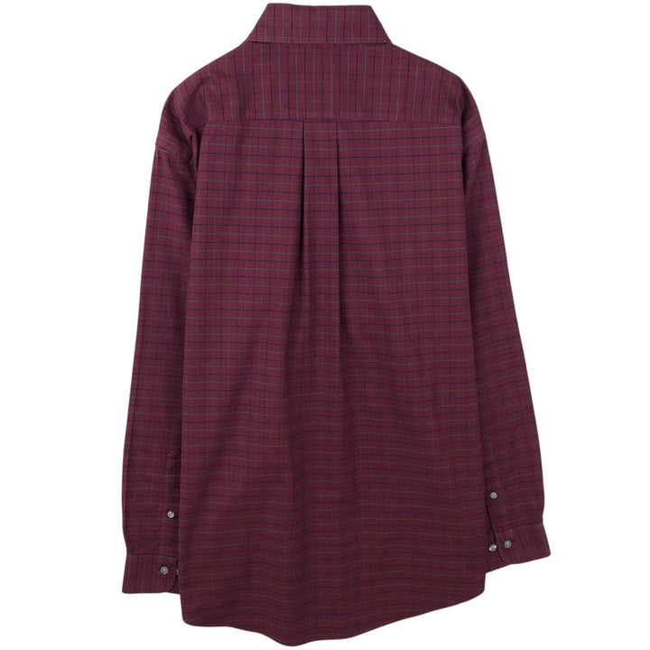 Brooks Brothers Est.1818 Madison Fit Long-Sleeve Button-Down Check Shirt, Men's Size M (approx.) cotton burgundy type Vintage Second Hand