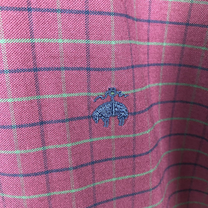 Brooks Brothers Est.1818 Madison Fit Long-Sleeve Button-Down Check Shirt, Men's Size M (approx.) cotton burgundy type Vintage Second Hand