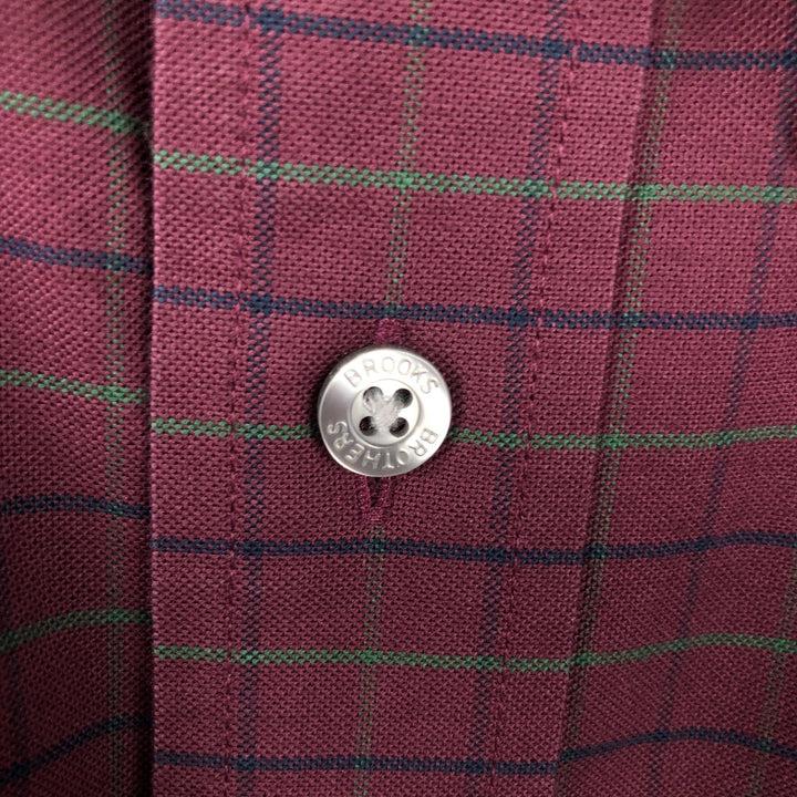 Brooks Brothers Est.1818 Madison Fit Long-Sleeve Button-Down Check Shirt, Men's Size M (approx.) cotton burgundy type Vintage Second Hand