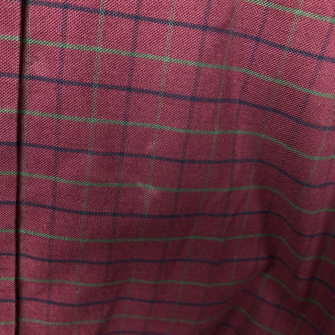 Brooks Brothers Est.1818 Madison Fit Long-Sleeve Button-Down Check Shirt, Men's Size M (approx.) cotton burgundy type Vintage Second Hand