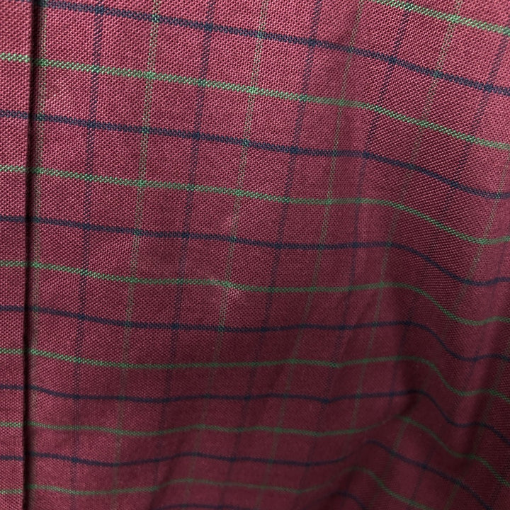 Brooks Brothers Est.1818 Madison Fit Long-Sleeve Button-Down Check Shirt, Men's Size M (approx.) cotton burgundy type Vintage Second Hand