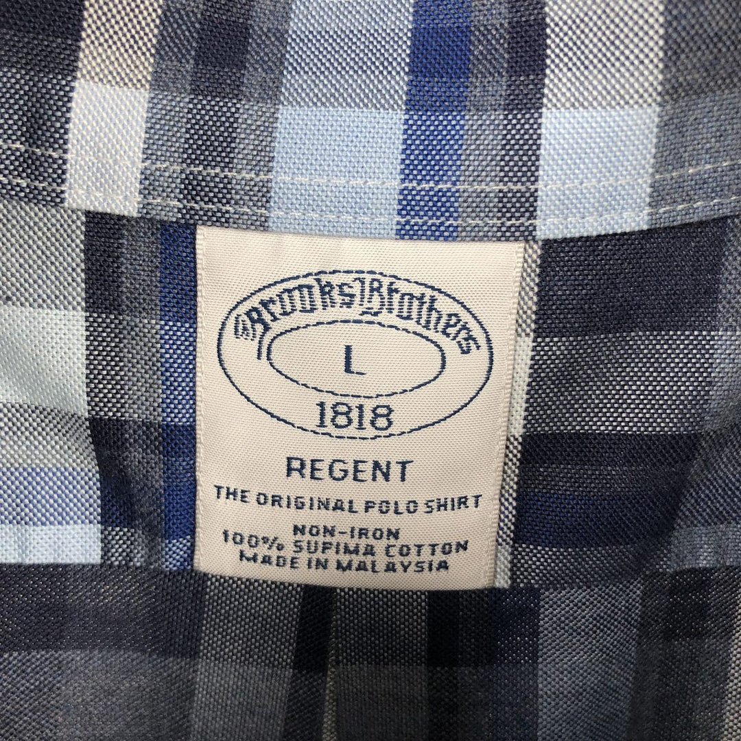 Brooks Brothers 1818 REGENT Long Sleeve Button-Down Check Shirt, Men's Size L Supima Cotton blue type Vintage Second Hand