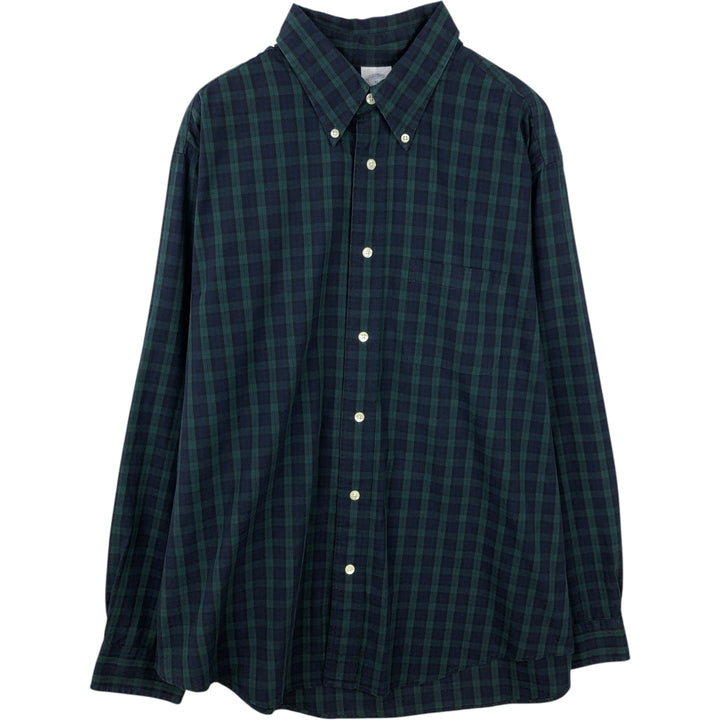Brooks Brothers 1818 REGENT Long Sleeve Button-Down Check Shirt, Men's Size XL cotton Green type dark green Vintage Second Hand
