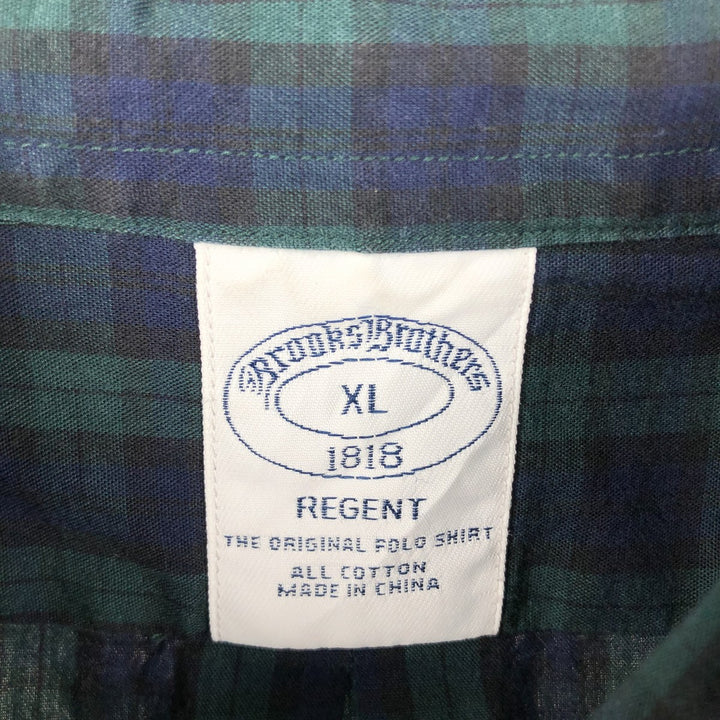 Brooks Brothers 1818 REGENT Long Sleeve Button-Down Check Shirt, Men's Size XL cotton Green type dark green Vintage Second Hand