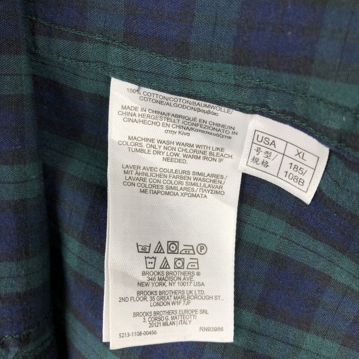 Brooks Brothers 1818 REGENT Long Sleeve Button-Down Check Shirt, Men's Size XL cotton Green type dark green Vintage Second Hand