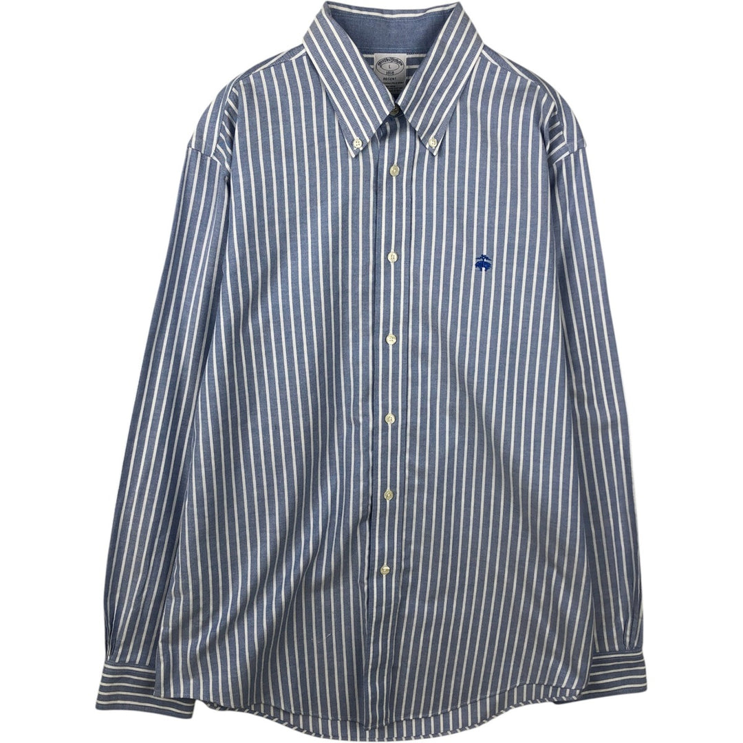 Brooks Brothers Est.1818 REGENT Long Sleeve Button-Down Striped Shirt, Men's Size L Supima Cotton Blue type light blue Vintage Second Hand