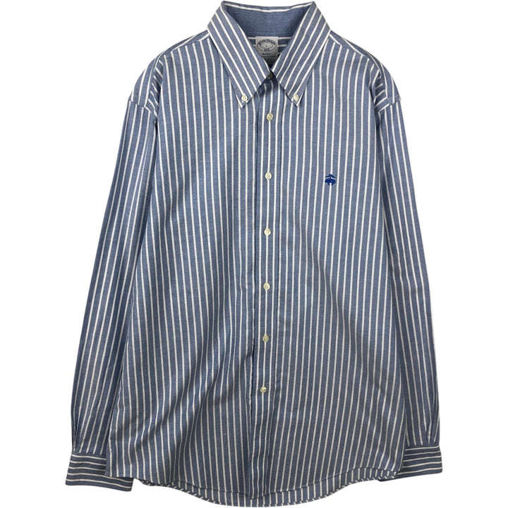 Brooks Brothers Est.1818 REGENT Long Sleeve Button-Down Striped Shirt, Men's Size L Supima Cotton Blue type light blue Vintage Second Hand