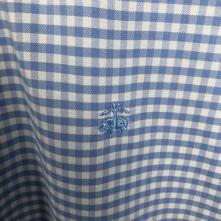 Brooks Brothers Check Pattern Stripe Pattern Long-Sleeve Button-Down Shirt Cleric Shirt Men's Size XL (approx.) Supima Cotton Blue type light blue Vintage Second Hand