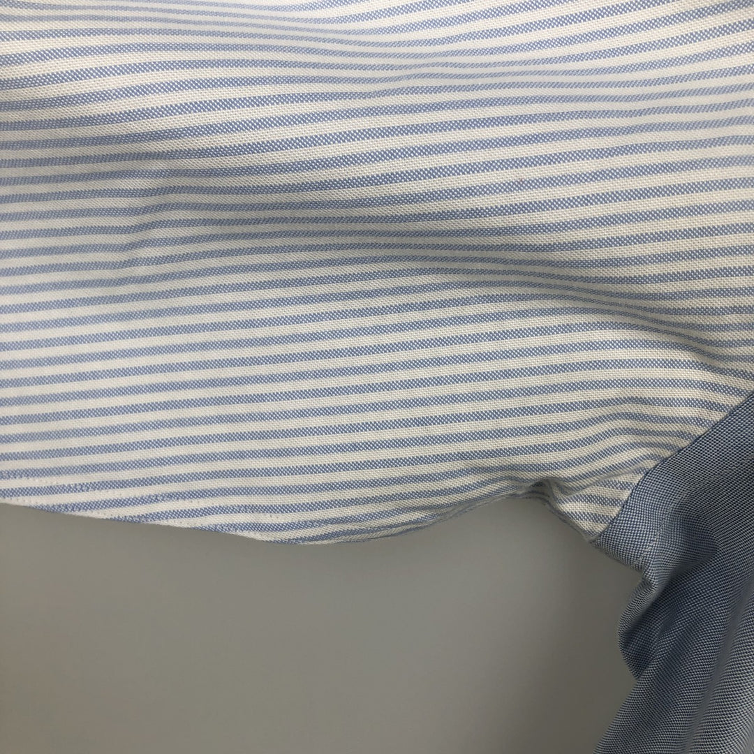 Brooks Brothers Check Pattern Stripe Pattern Long-Sleeve Button-Down Shirt Cleric Shirt Men's Size XL (approx.) Supima Cotton Blue type light blue Vintage Second Hand