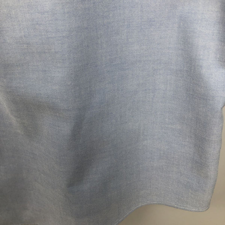 Brooks Brothers Check Pattern Stripe Pattern Long-Sleeve Button-Down Shirt Cleric Shirt Men's Size XL (approx.) Supima Cotton Blue type light blue Vintage Second Hand