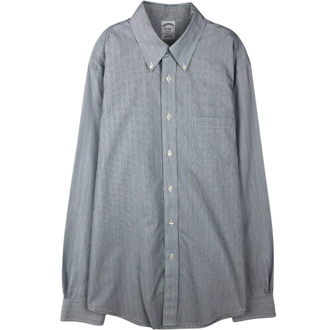 Brooks Brothers Est.1818 REGENT Long Sleeve Button-Down Striped Shirt, Men's Size L Supima Cotton blue type Vintage Second Hand
