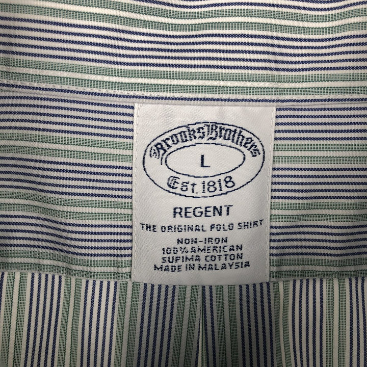 Brooks Brothers Est.1818 REGENT Long Sleeve Button-Down Striped Shirt, Men's Size L Supima Cotton blue type Vintage Second Hand
