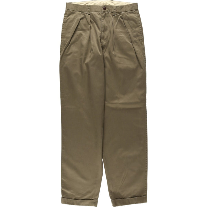 90'S Nautica SPINNAKER Two-Pleat Chino Pants, Men's Size W32 (approx.), Vintage cotton brown type Vintage Second Hand