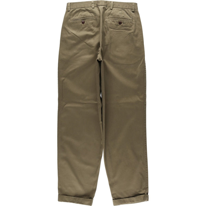 90'S Nautica SPINNAKER Two-Pleat Chino Pants, Men's Size W32 (approx.), Vintage cotton brown type Vintage Second Hand