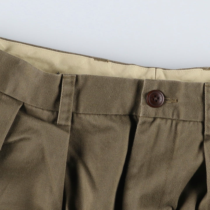90'S Nautica SPINNAKER Two-Pleat Chino Pants, Men's Size W32 (approx.), Vintage cotton brown type Vintage Second Hand