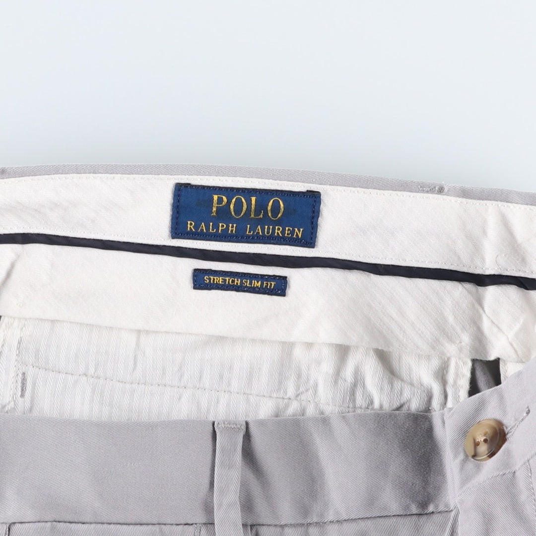 Ralph Lauren POLO RALPH LAUREN Stretch Slim Fit Chino Pants, Men's Size W35 (approx.) cotton gray type Vintage Second Hand