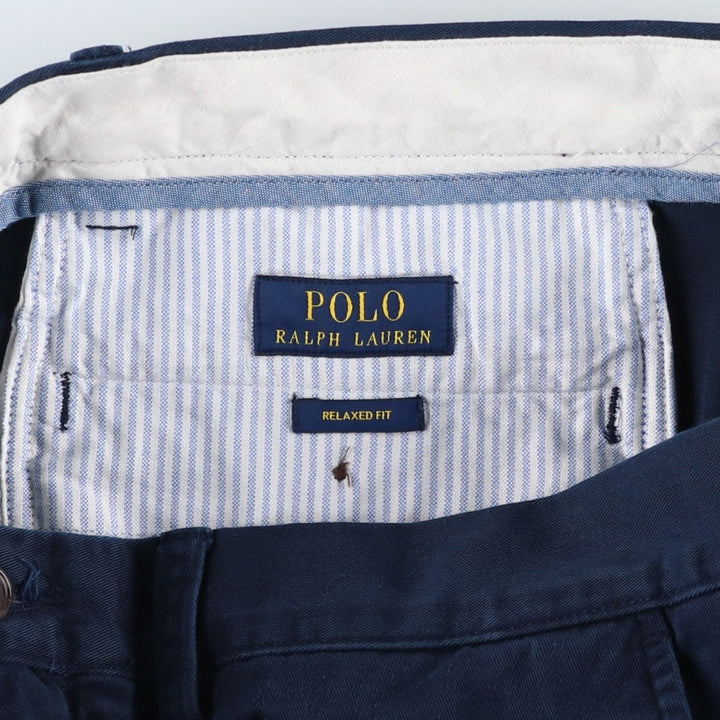 Ralph Lauren POLO RALPH LAUREN RELAXD FIT Chino Pants, Men's W36 (approx.) cotton navy blue type Vintage Second Hand