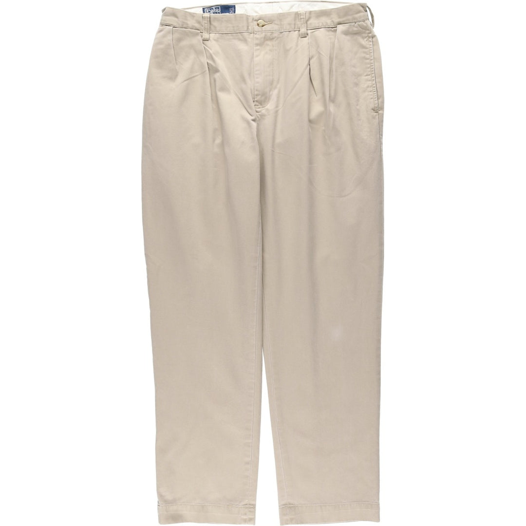Ralph Lauren POLO by Ralph Lauren ETHAN PANT Two-pleat chino pants for men, size W34 cotton Beige type Vintage Second Hand