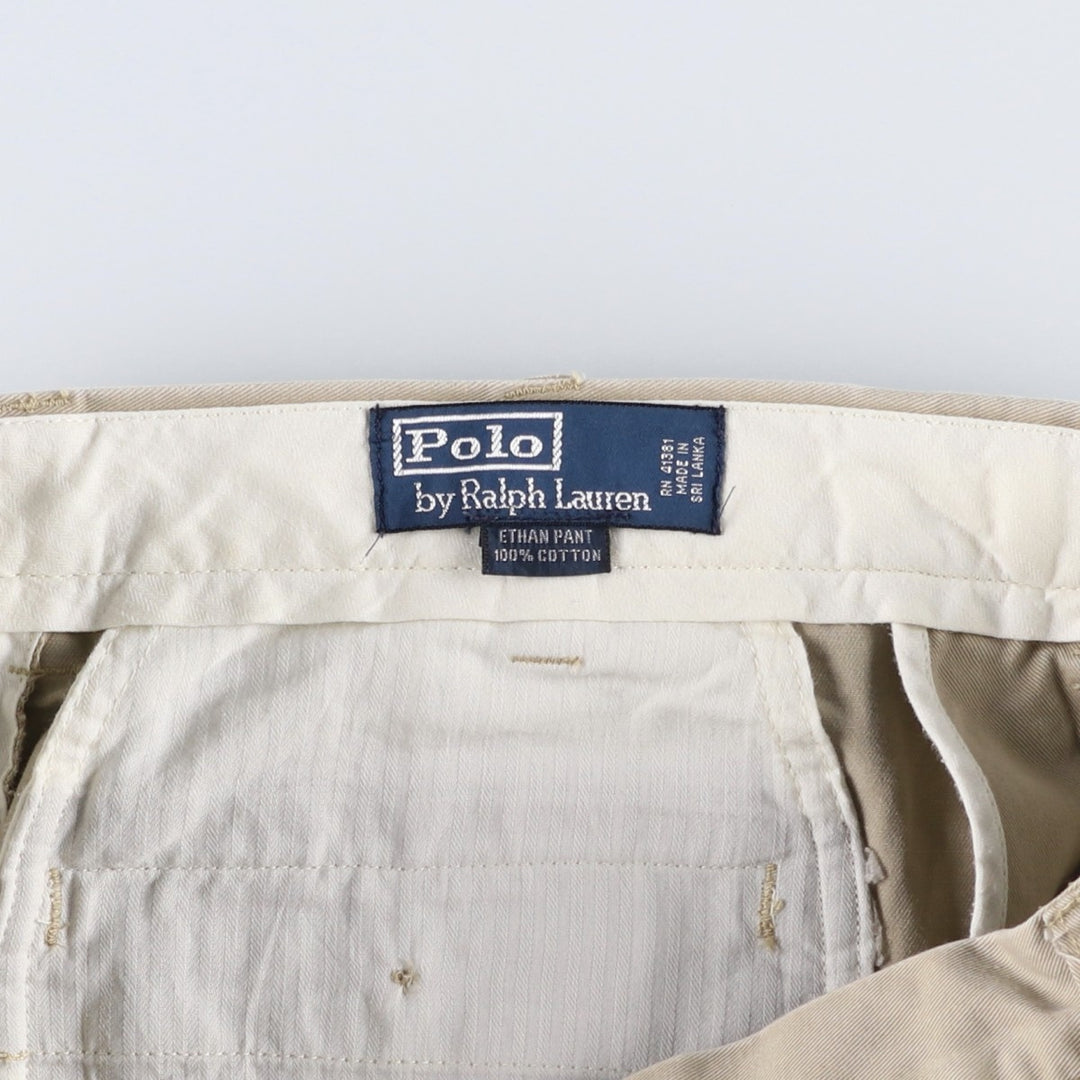Ralph Lauren POLO by Ralph Lauren ETHAN PANT Two-pleat chino pants for men, size W34 cotton Beige type Vintage Second Hand
