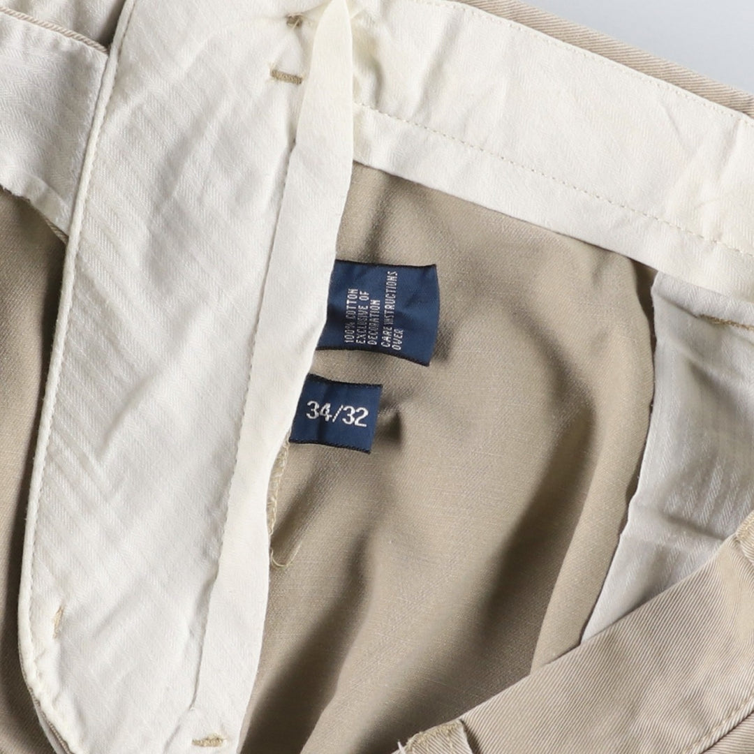 Ralph Lauren POLO by Ralph Lauren ETHAN PANT Two-pleat chino pants for men, size W34 cotton Beige type Vintage Second Hand