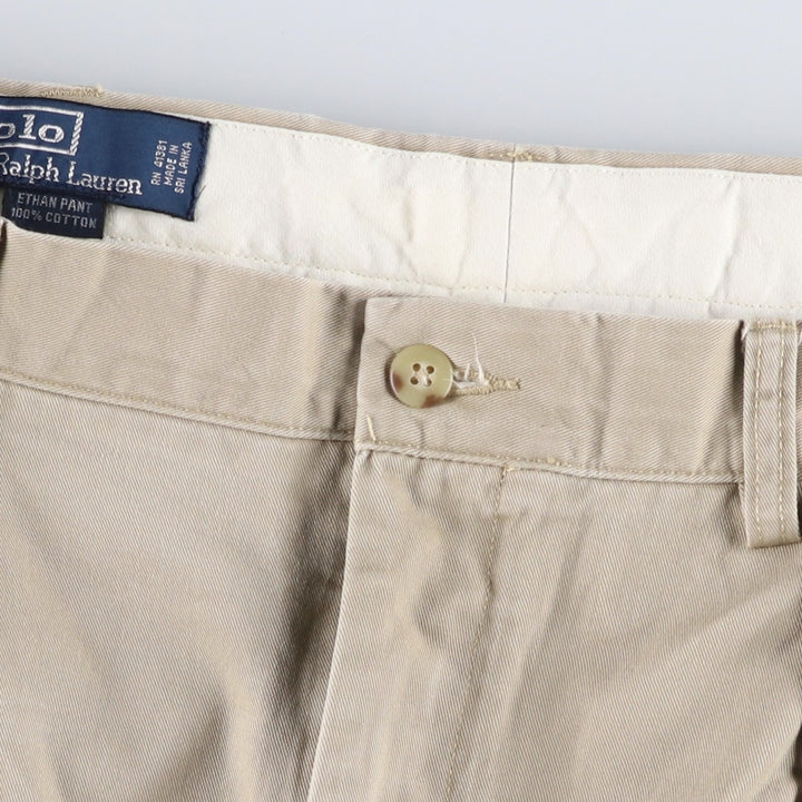 Ralph Lauren POLO by Ralph Lauren ETHAN PANT Two-pleat chino pants for men, size W34 cotton Beige type Vintage Second Hand