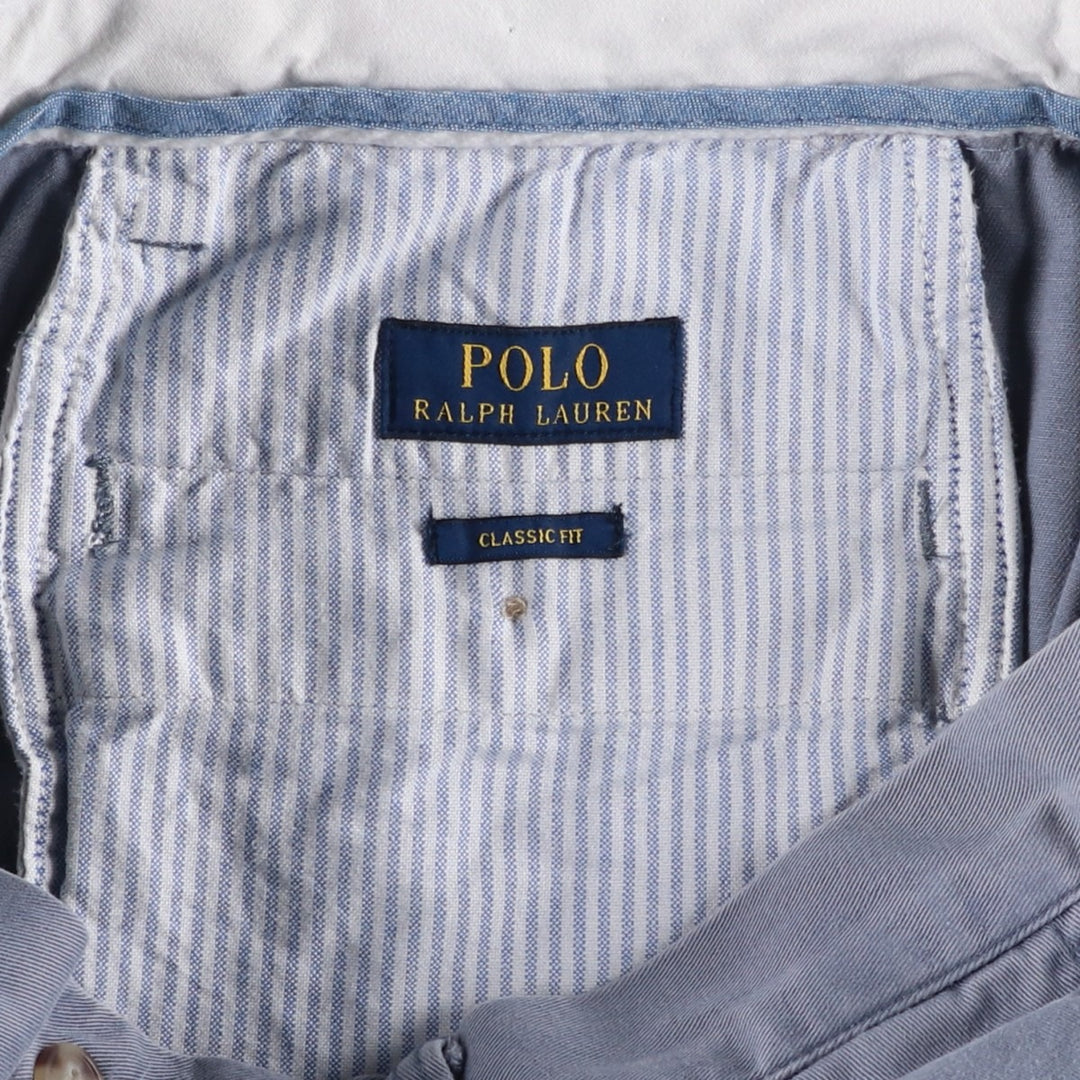 Ralph Lauren POLO RALPH LAUREN CLASSIC FIT Chino Pants, Made in Sri Lanka, Men's Size W33 (approx.) cotton Blue type light blue Vintage Second Hand