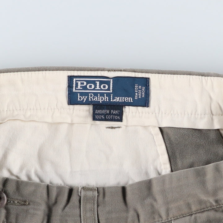 Ralph Lauren POLO by Ralph Lauren ANDREW PANT Two-pleat chino pants for men, equivalent to w36 cotton Khaki type Vintage Second Hand