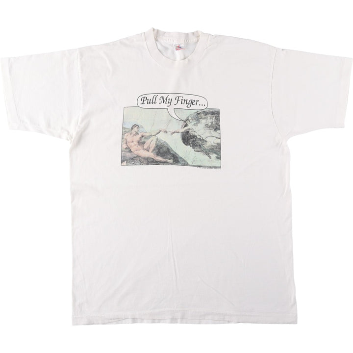 90'S Fruit of the Loom parody art t-shirt, made in USA, men's size XL equivalent, vintage. cotton white type Vintage Second Hand