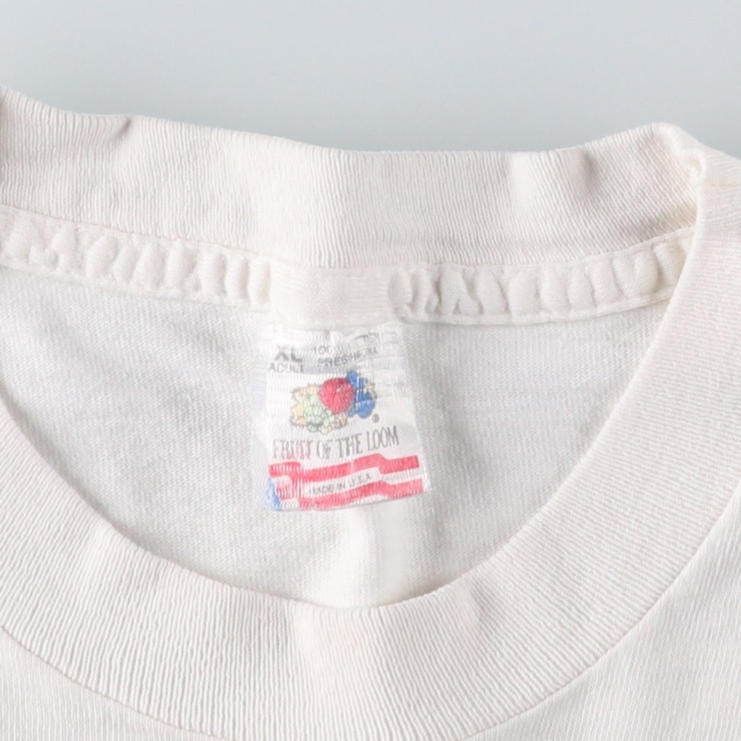 90'S Fruit of the Loom parody art t-shirt, made in USA, men's size XL equivalent, vintage. cotton white type Vintage Second Hand