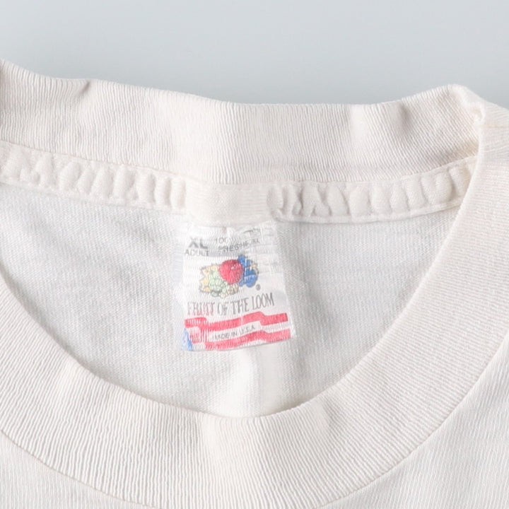 90'S Fruit of the Loom parody art t-shirt, made in USA, men's size XL equivalent, vintage. cotton white type Vintage Second Hand