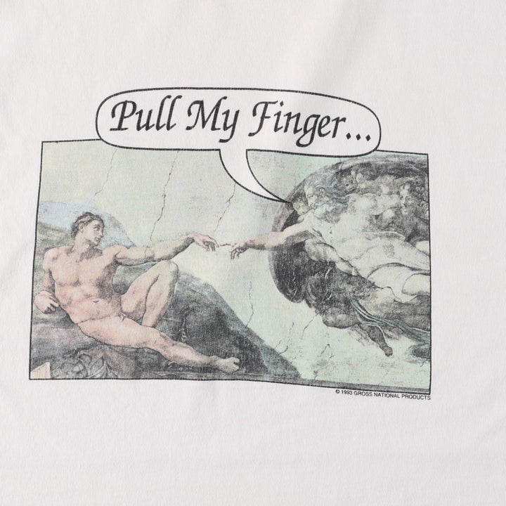 90'S Fruit of the Loom parody art t-shirt, made in USA, men's size XL equivalent, vintage. cotton white type Vintage Second Hand