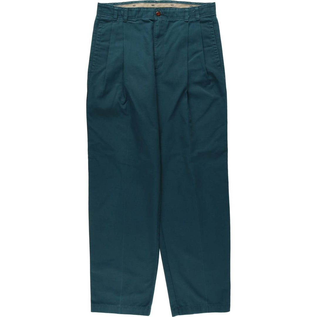 90'S Dockers Levi's Classic Fit Two-Pleat Duck Work Pants Men's W34 (approx.) Vintage cotton Green type dark green Vintage Second Hand