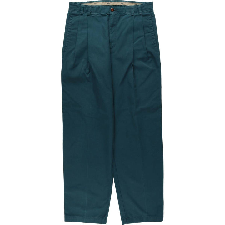 90'S Dockers Levi's Classic Fit Two-Pleat Duck Work Pants Men's W34 (approx.) Vintage cotton Green type dark green Vintage Second Hand
