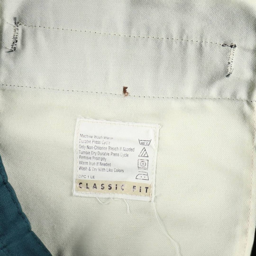 90'S Dockers Levi's Classic Fit Two-Pleat Duck Work Pants Men's W34 (approx.) Vintage cotton Green type dark green Vintage Second Hand