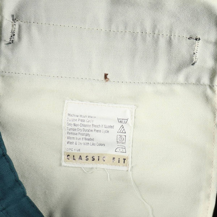 90'S Dockers Levi's Classic Fit Two-Pleat Duck Work Pants Men's W34 (approx.) Vintage cotton Green type dark green Vintage Second Hand