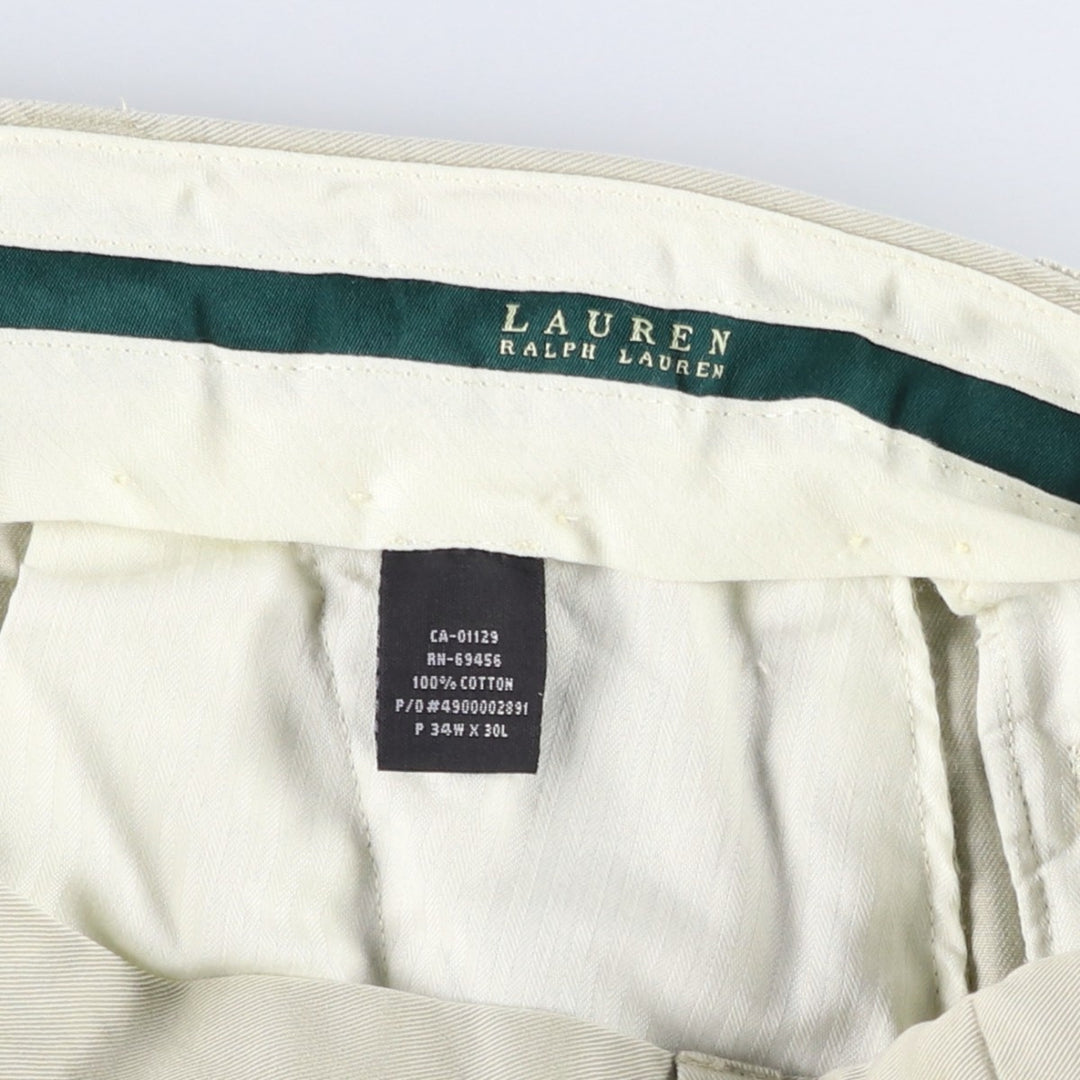 Ralph Lauren LAUREN Two-Pleat Chino Pants, Men's Size W34 (approx.) cotton ivory Vintage Second Hand