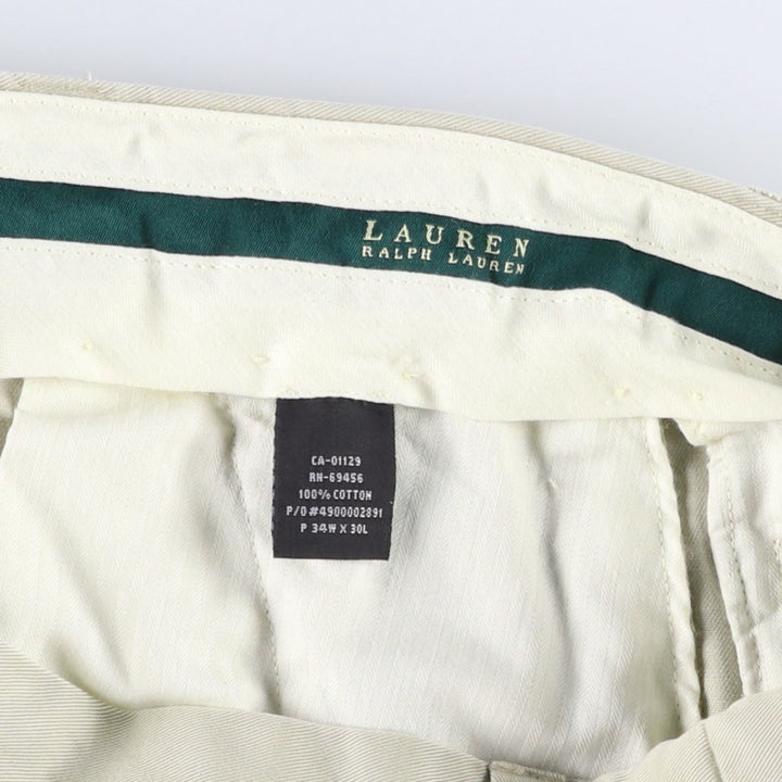 Ralph Lauren LAUREN Two-Pleat Chino Pants, Men's Size W34 (approx.) cotton ivory Vintage Second Hand
