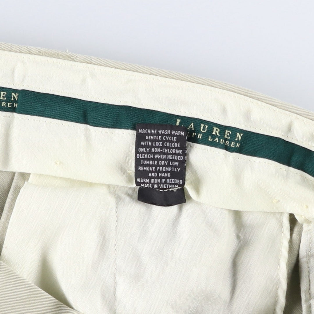 Ralph Lauren LAUREN Two-Pleat Chino Pants, Men's Size W34 (approx.) cotton ivory Vintage Second Hand