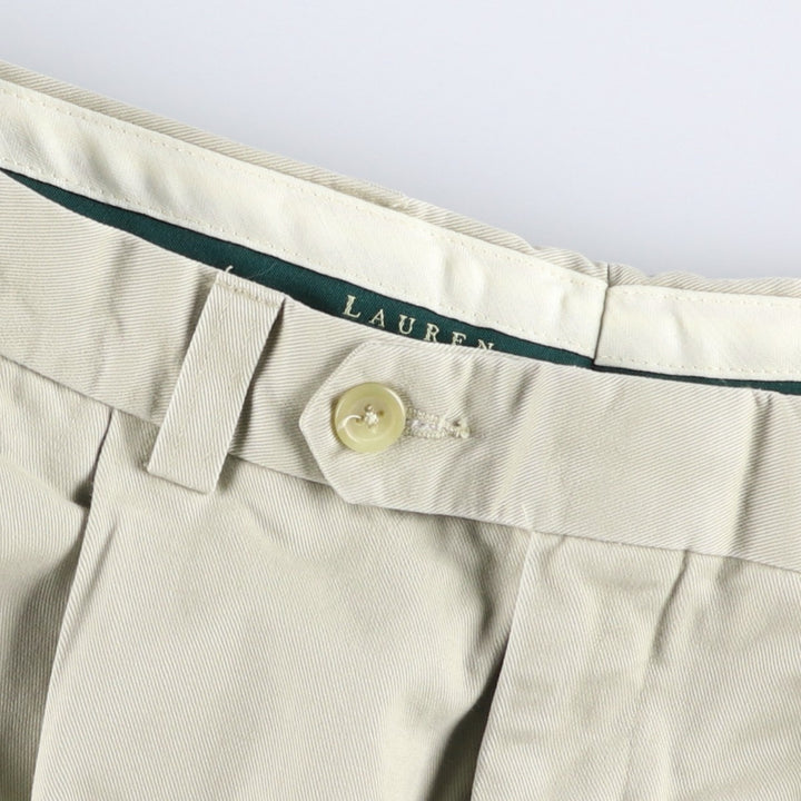 Ralph Lauren LAUREN Two-Pleat Chino Pants, Men's Size W34 (approx.) cotton ivory Vintage Second Hand