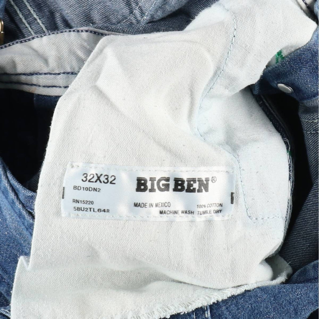 80'S Big Ben denim overalls, men's size W34 (approx.), vintage. cotton blue type Vintage Second Hand