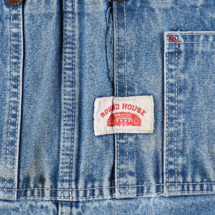Round House denim overalls, men's size W36 (approx.) cotton blue type Vintage Second Hand