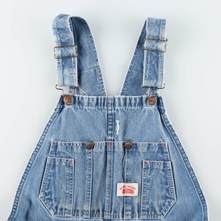 Round House denim overalls, men's size W36 (approx.) cotton blue type Vintage Second Hand